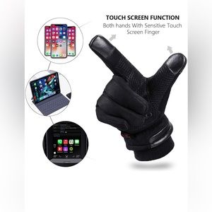 Ozero Women Black Waterproof Touchscreen Antis-lip Heated Winter Gloves Size M